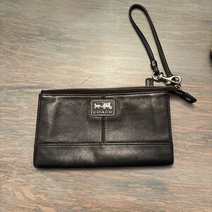 Vintage Coach Black Leather Clutch